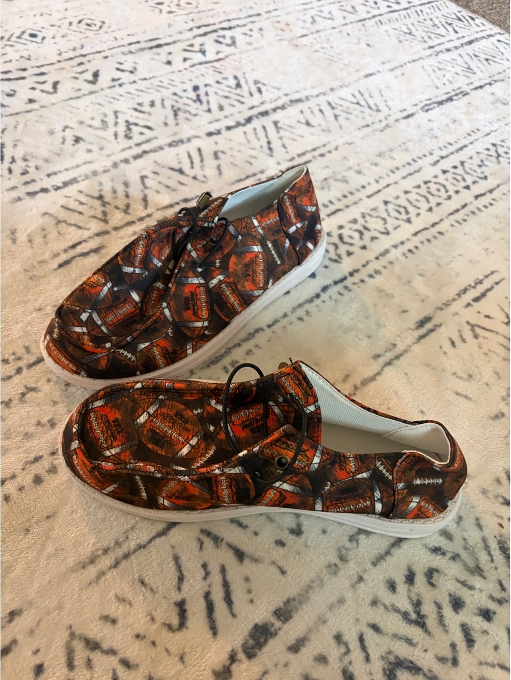 Casual Lace-Up Shoes with Football Print Pattern